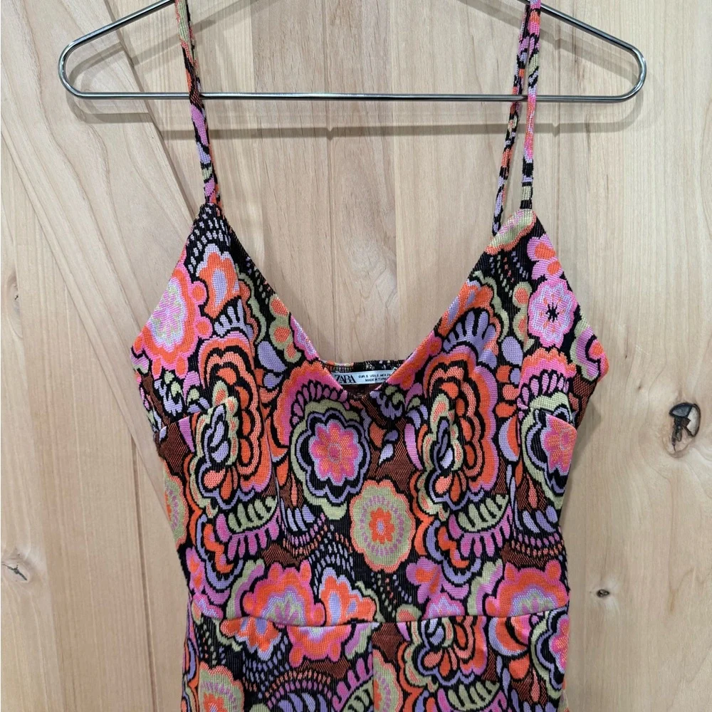 Zara Floral Print Romper Retro Size Small One piece Jumpsuit - Picture 6 of 16